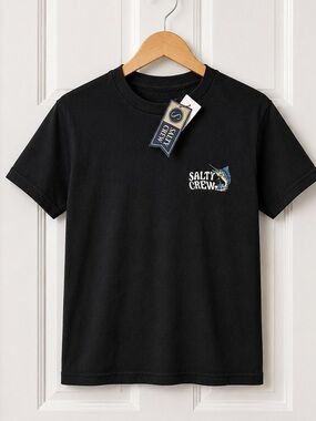 Salty Crew Bruce Boys Tee Black Marlin Graphic 100% Cotton Youth Size S NWT